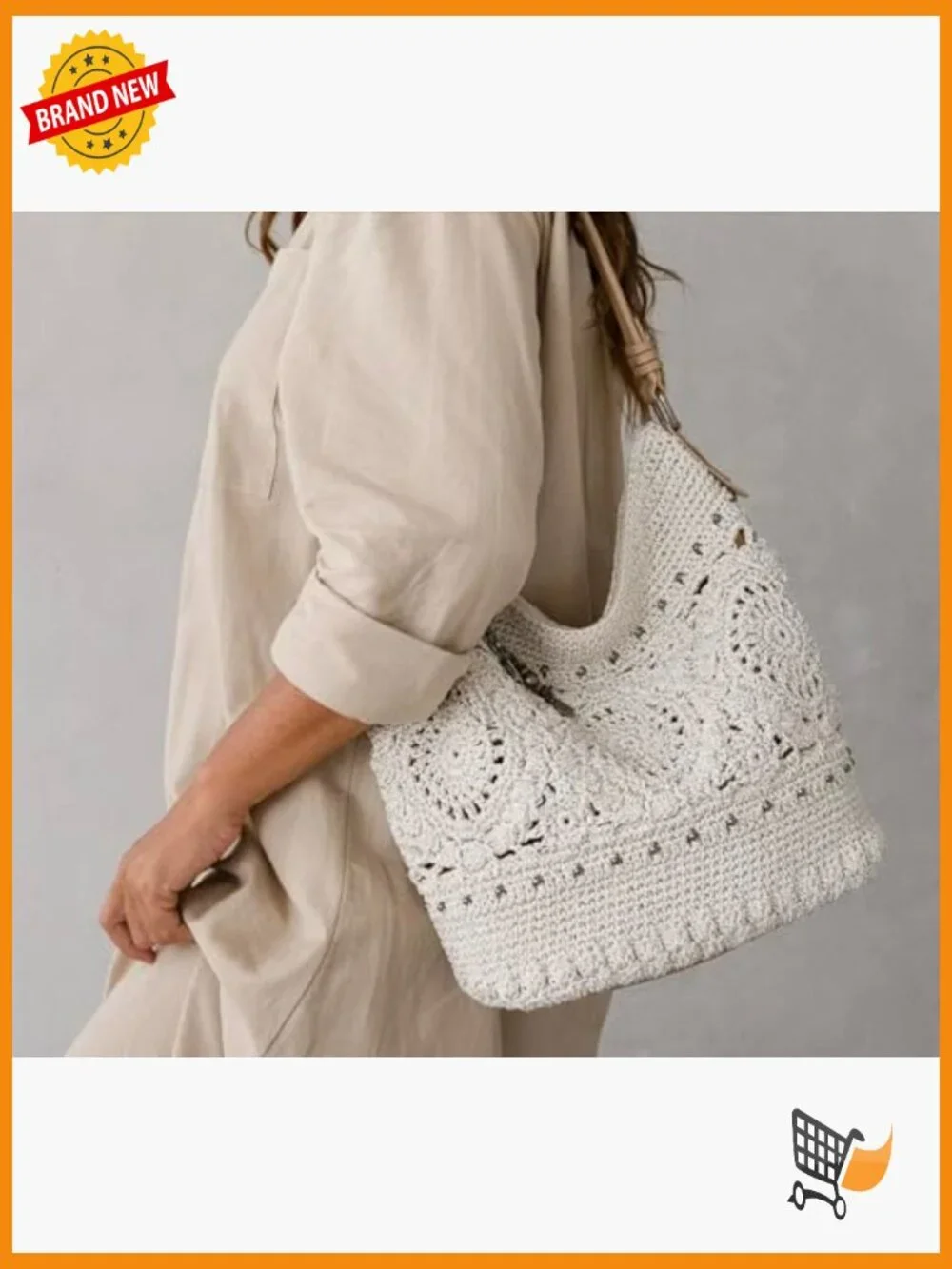 Hand Crochet Hobo Bag - Large Women's Purse for Everyday & Travel - Durable - Picture 4 of 7